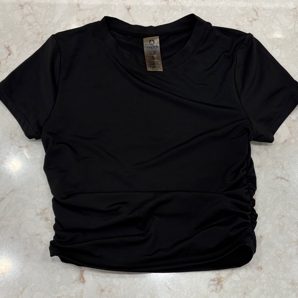 Mono B Black Short Sleeve Crop  Women's Tee